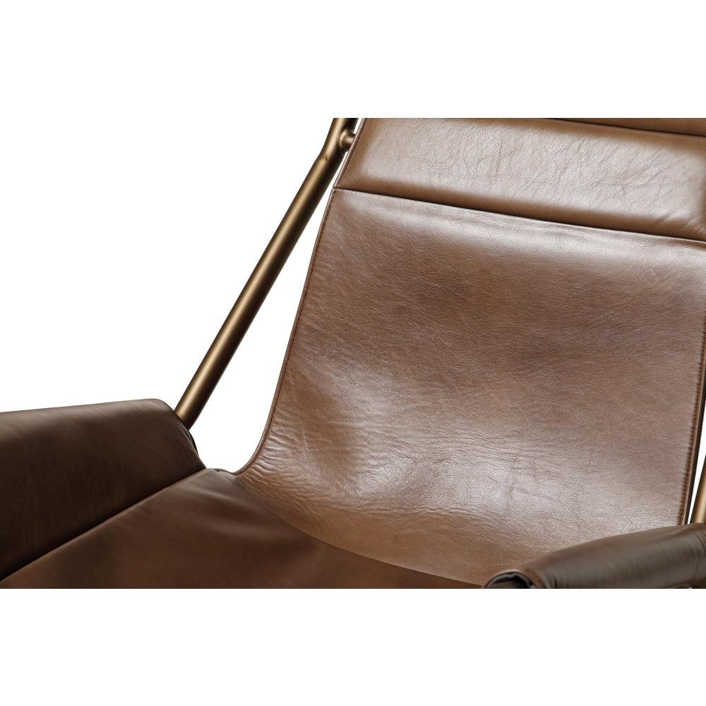 United Strangers Leather Sling Relaxing Lounge Accent Chair - Medium Brown Fast shipping On sale