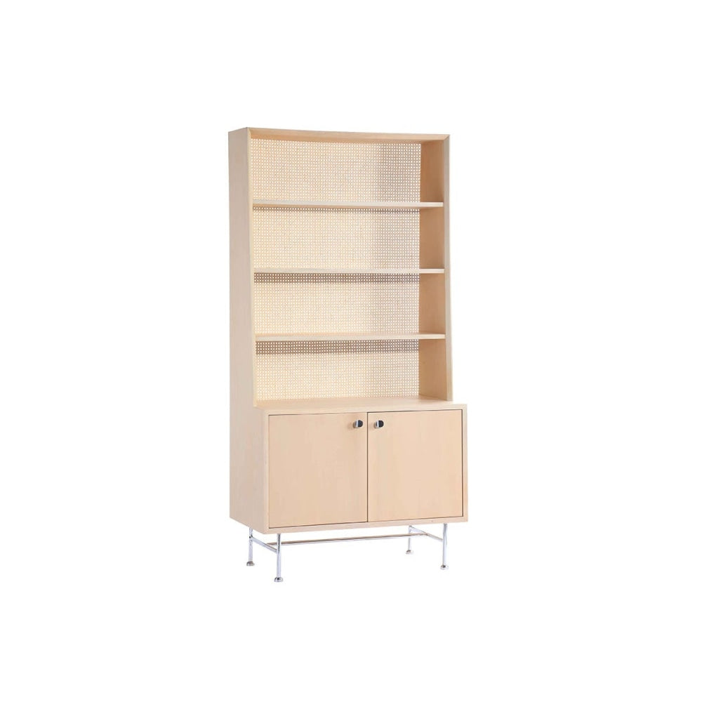 United Strangers Venice Hutch 4-Tier Bookcase Display Shelf Cabinet W/ 2-Doors - Chalk White Ash Fast shipping On sale