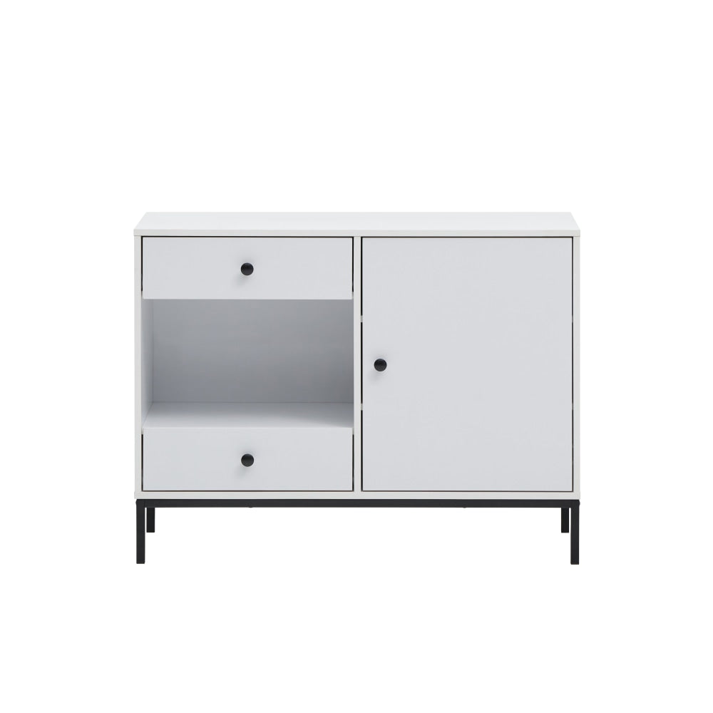 Urbano Cupboard Storage Cabinet W/ 1-Door 2-Drawers - White/Black Fast shipping On sale