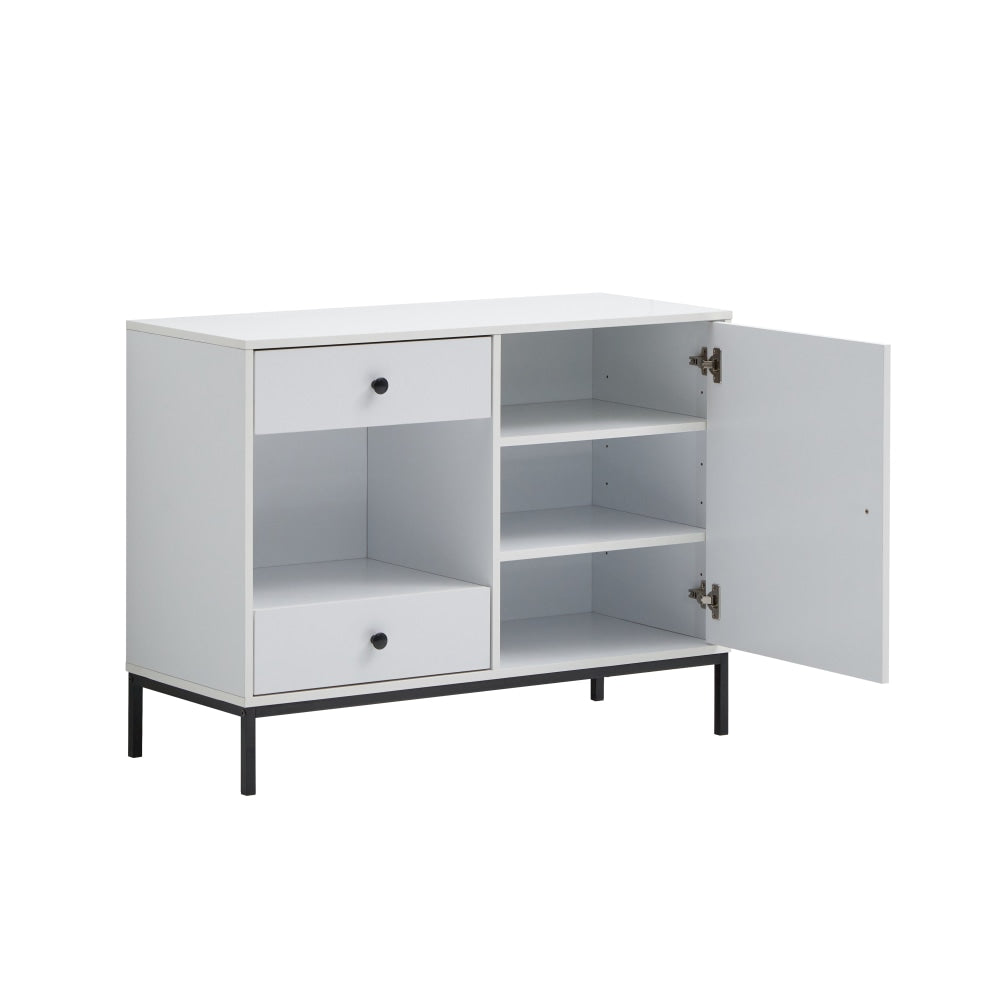Urbano Cupboard Storage Cabinet W/ 1-Door 2-Drawers - White/Black Fast shipping On sale