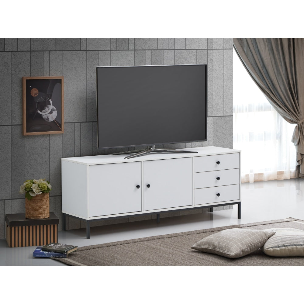Urbano Low Sideboard Buffet Unit W/ 2-Doors 3-Drawers - White/Black & Fast shipping On sale