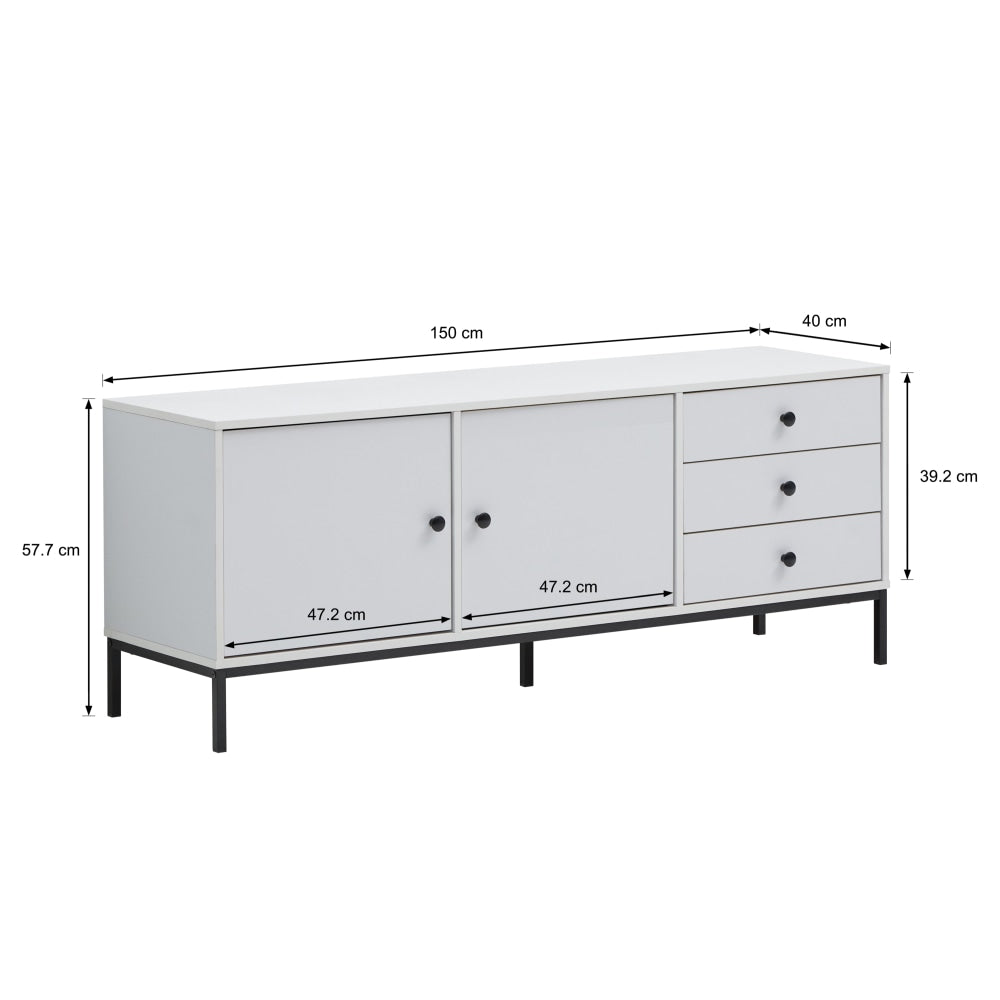 Urbano Low Sideboard Buffet Unit W/ 2-Doors 3-Drawers - White/Black & Fast shipping On sale