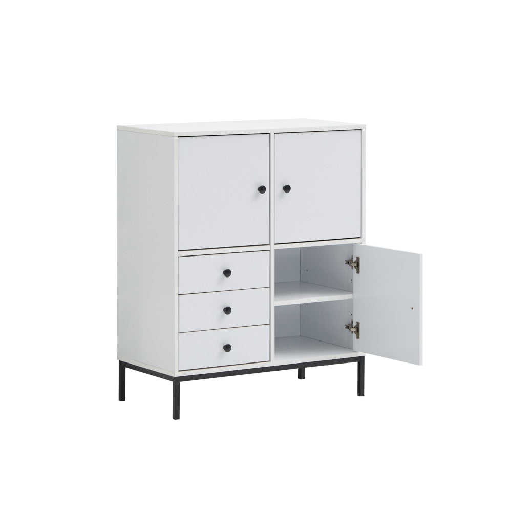 Urbano Multi-Purpose Cupboard Storage Cabinet W/ 3-Doors 3-Drawers - White/Black Fast shipping On sale