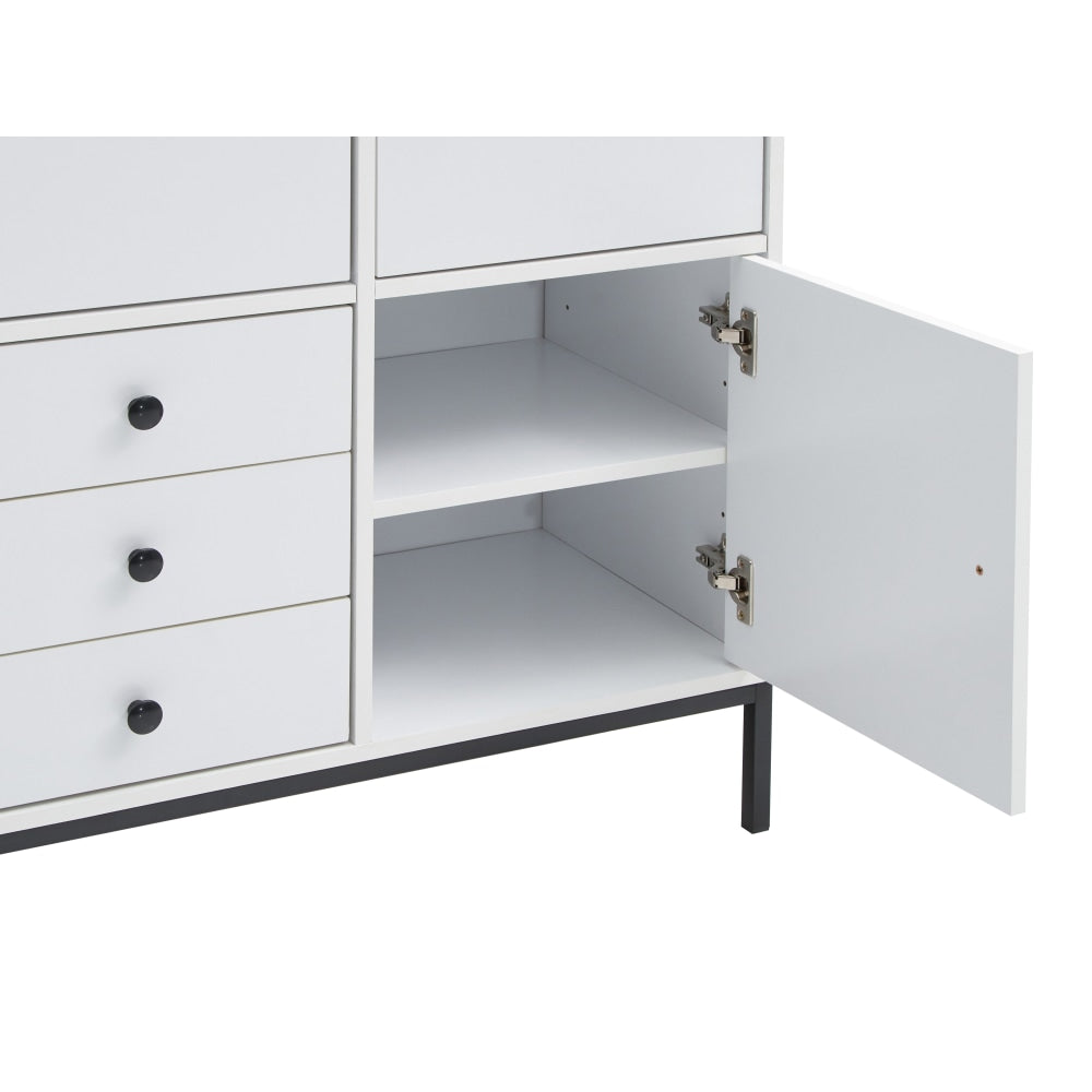 Urbano Multi-Purpose Cupboard Storage Cabinet W/ 3-Doors 3-Drawers - White/Black Fast shipping On sale