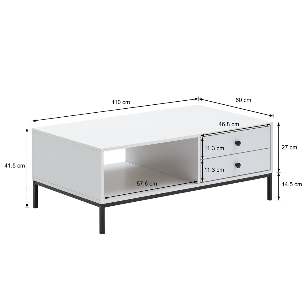 Urbano Rectangular Wooden Coffee Table W/ 4-Drawers - White/Black Fast shipping On sale