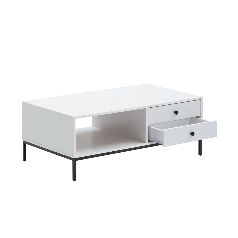 Urbano Rectangular Wooden Coffee Table W/ 4-Drawers - White/Black Fast shipping On sale