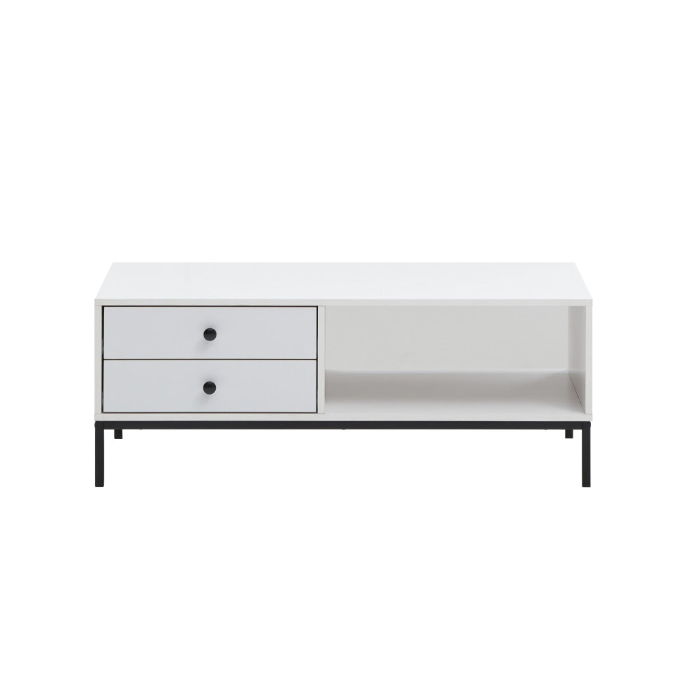 Urbano Rectangular Wooden Coffee Table W/ 4-Drawers - White/Black Fast shipping On sale