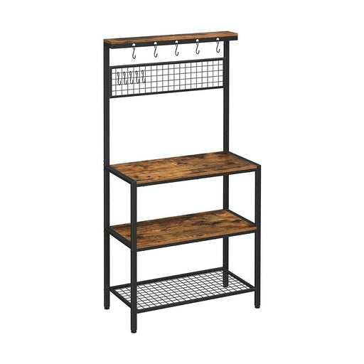 Vasagle 3 Tier Kitchen Storage Shelves with 10 S-Hooks Shelf Rustic Brown Matte Black Island Fast shipping On sale