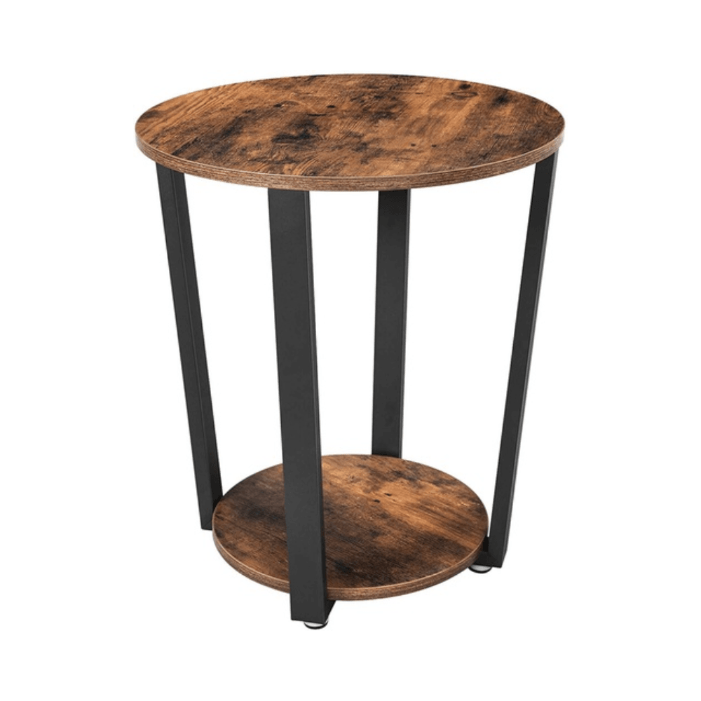 Vasagle Round Side Table with Shelf Vintage Rustic Brown Fast shipping On sale