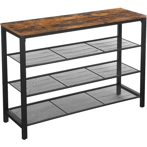 Vasagle Shoe Storage Bench with 3 Mesh Shelves Cabinet Rustic Brown Fast shipping On sale