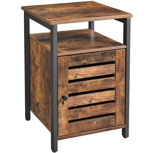 Vasagle Side Table with Shelves and Louvred Door Industrial Rustic Brown Fast shipping On sale
