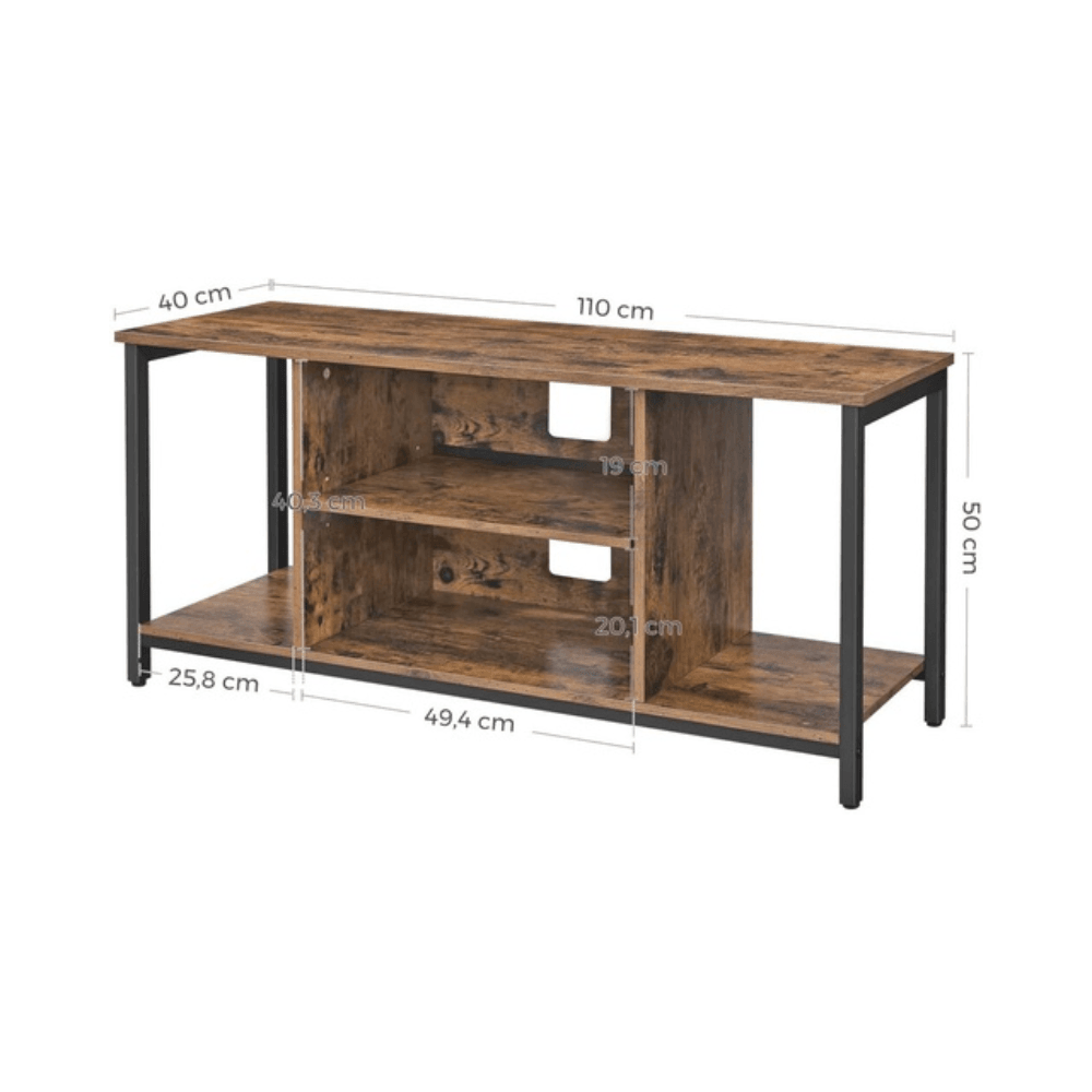 Vasagle TV Unit 110cm Entertainment with Open Storage Industrial Rustic Brown Fast shipping On sale