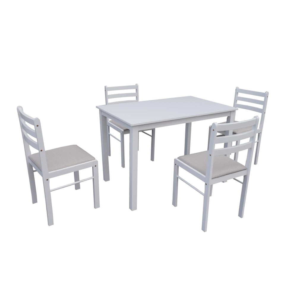 5pc Dinign Set Rectangle Dining table 140cm W/ 4 Chairs - White Fast shipping On sale