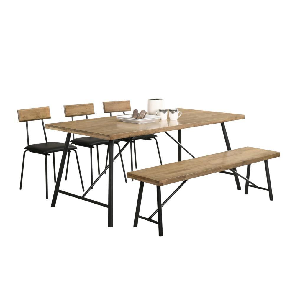 Vegas 6 Seater Dining Set 1.6m Rectangular Table & 1 Benches 3 Chairs - Maple Fast shipping On sale