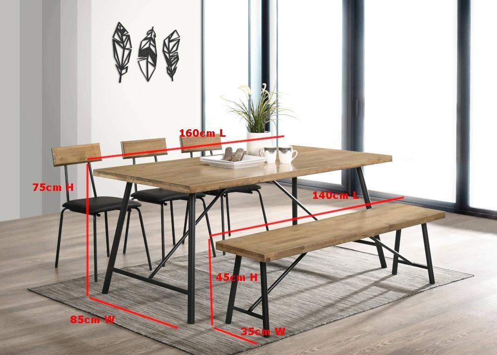 Vegas 6 Seater Dining Set 1.6m Rectangular Table & 1 Benches 3 Chairs - Maple Fast shipping On sale