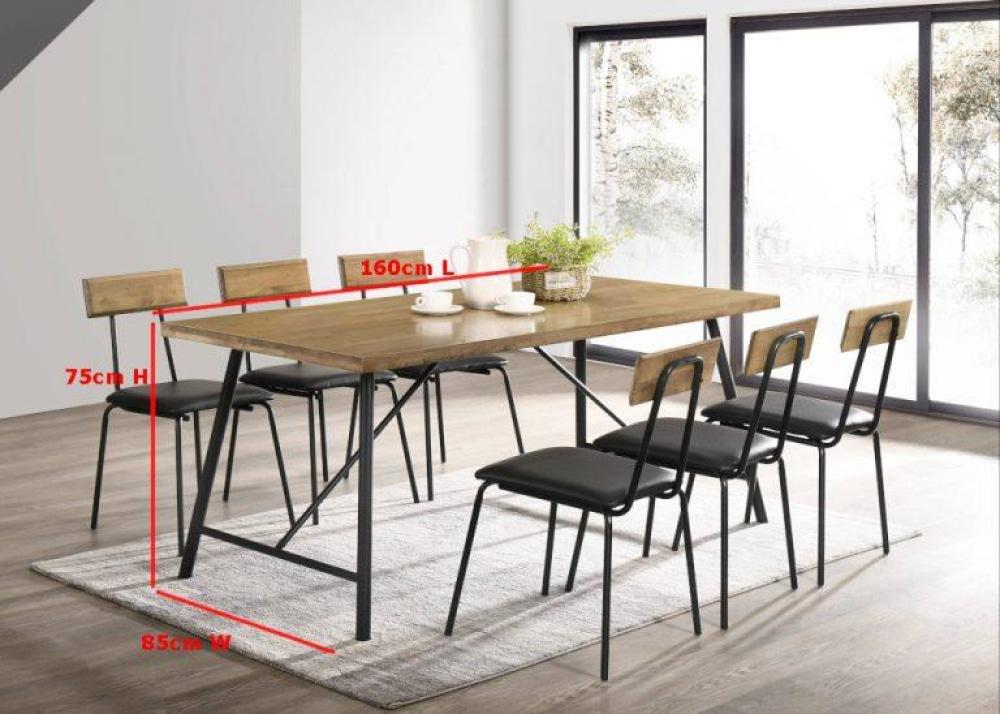 Vegas 6 Seater Dining Set 1.6m Rectangular Table & Chairs - Maple Fast shipping On sale