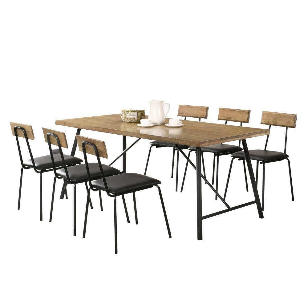 Vegas 6 Seater Dining Set 1.6m Rectangular Table & Chairs - Maple Fast shipping On sale