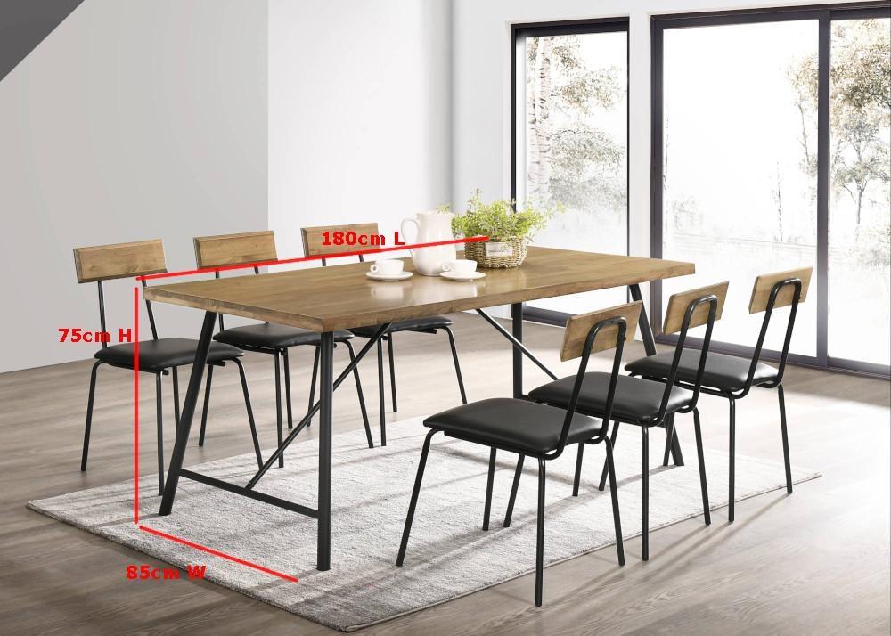 Vegas 6 Seater Dining Set 1.8m Rectangular Table & Chairs - Maple Fast shipping On sale