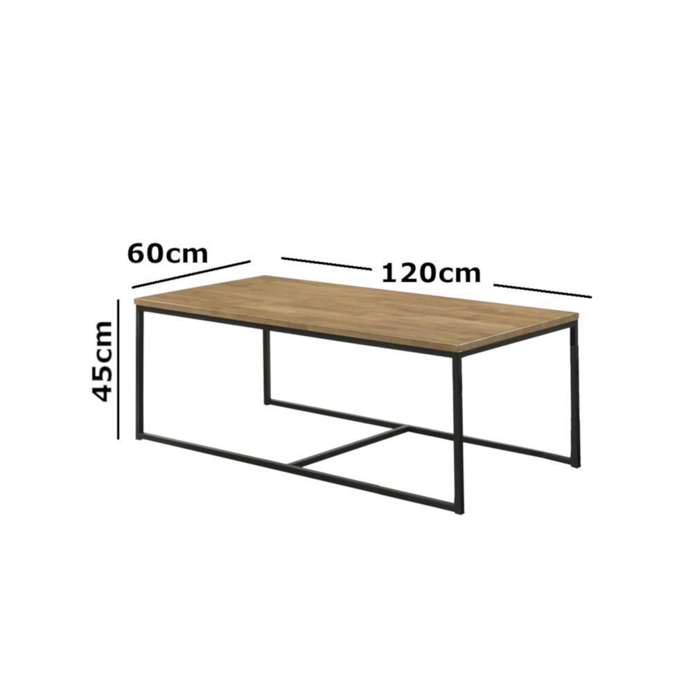 Vegas Rectangular Wooden Coffee Table Black Metal Frame - Maple Fast shipping On sale