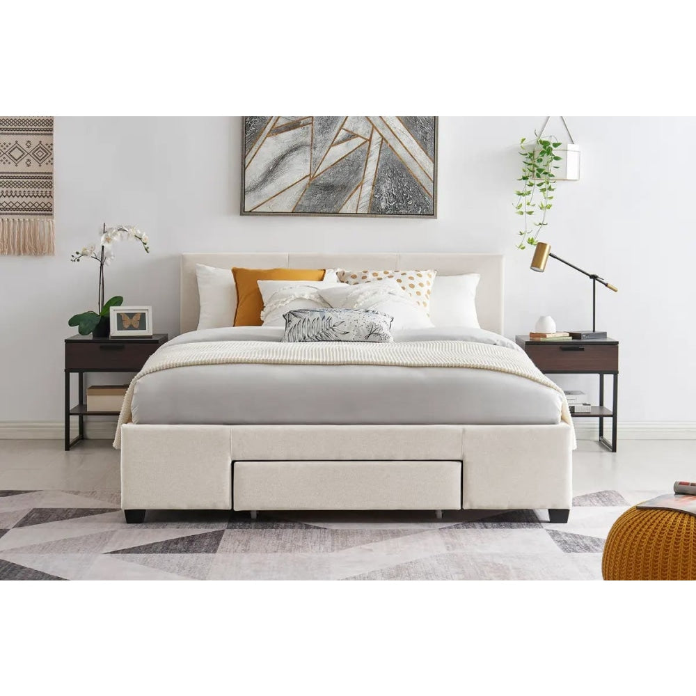 Venice Collection 3 Drawer Bed Frame - Beige Double Fast shipping On sale