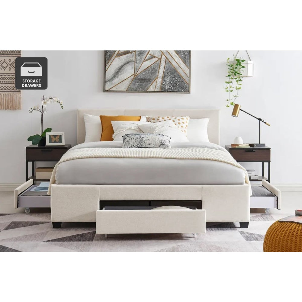 Venice Collection 3 Drawer Bed Frame - Beige Double Fast shipping On sale