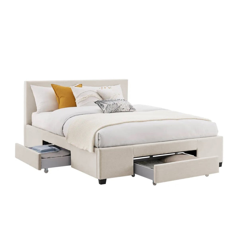 Venice Collection 3 Drawer Bed Frame - Beige Double Fast shipping On sale