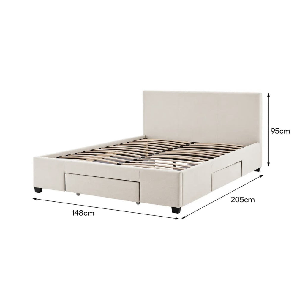 Venice Collection 3 Drawer Bed Frame - Beige Double Fast shipping On sale