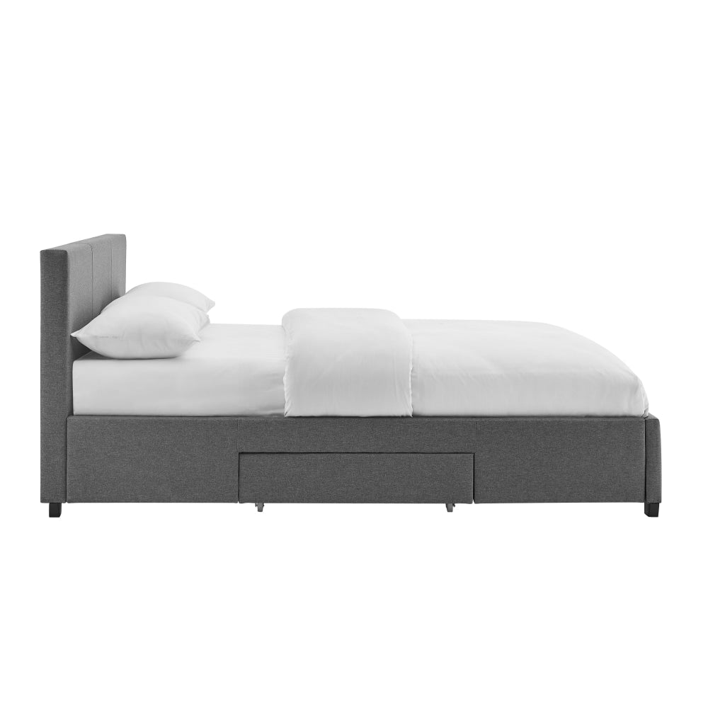 Venice Collection 3 Drawer Bed Frame - Charcoal Queen Fast shipping On sale