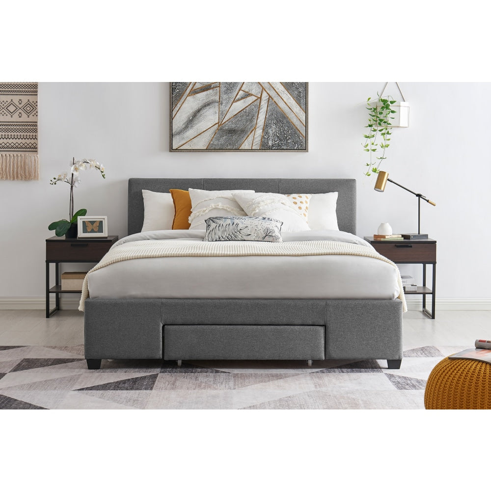 Venice Collection 3 Drawer Bed Frame - Charcoal Queen Fast shipping On sale