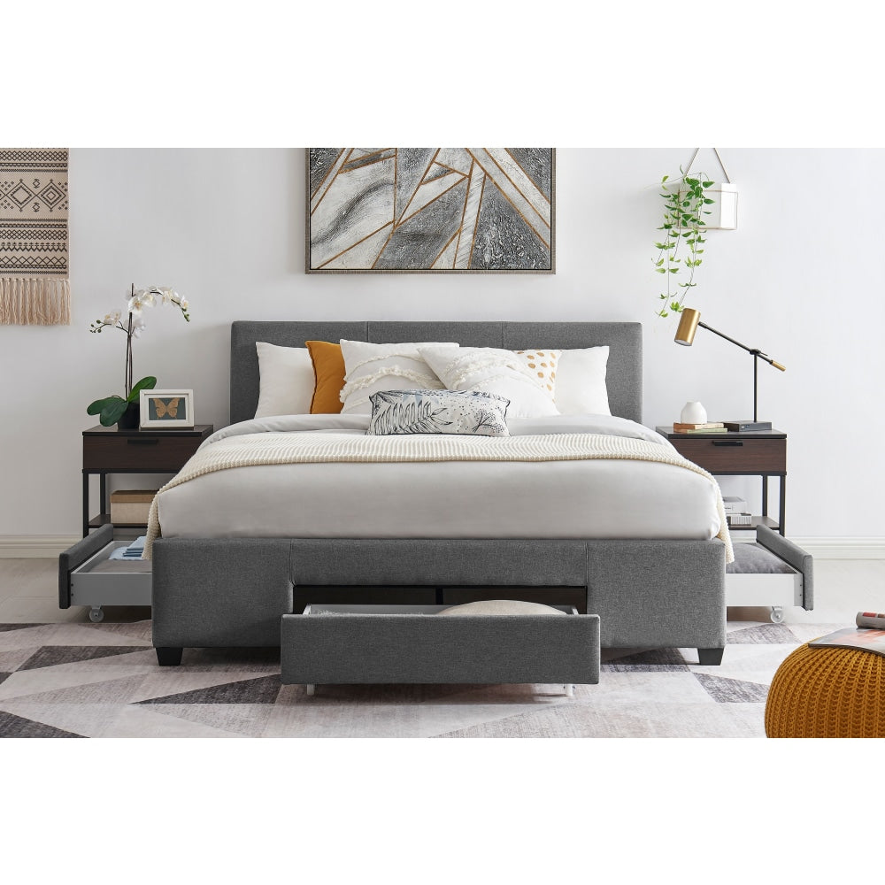 Venice Collection 3 Drawer Bed Frame - Charcoal Queen Fast shipping On sale