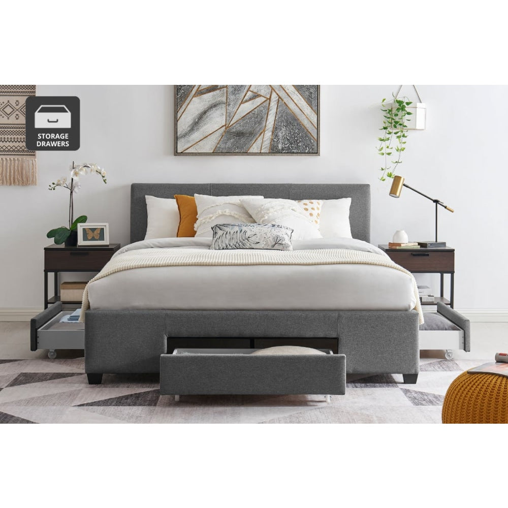 Venice Collection 3 Drawer Bed Frame - Charcoal Queen Fast shipping On sale