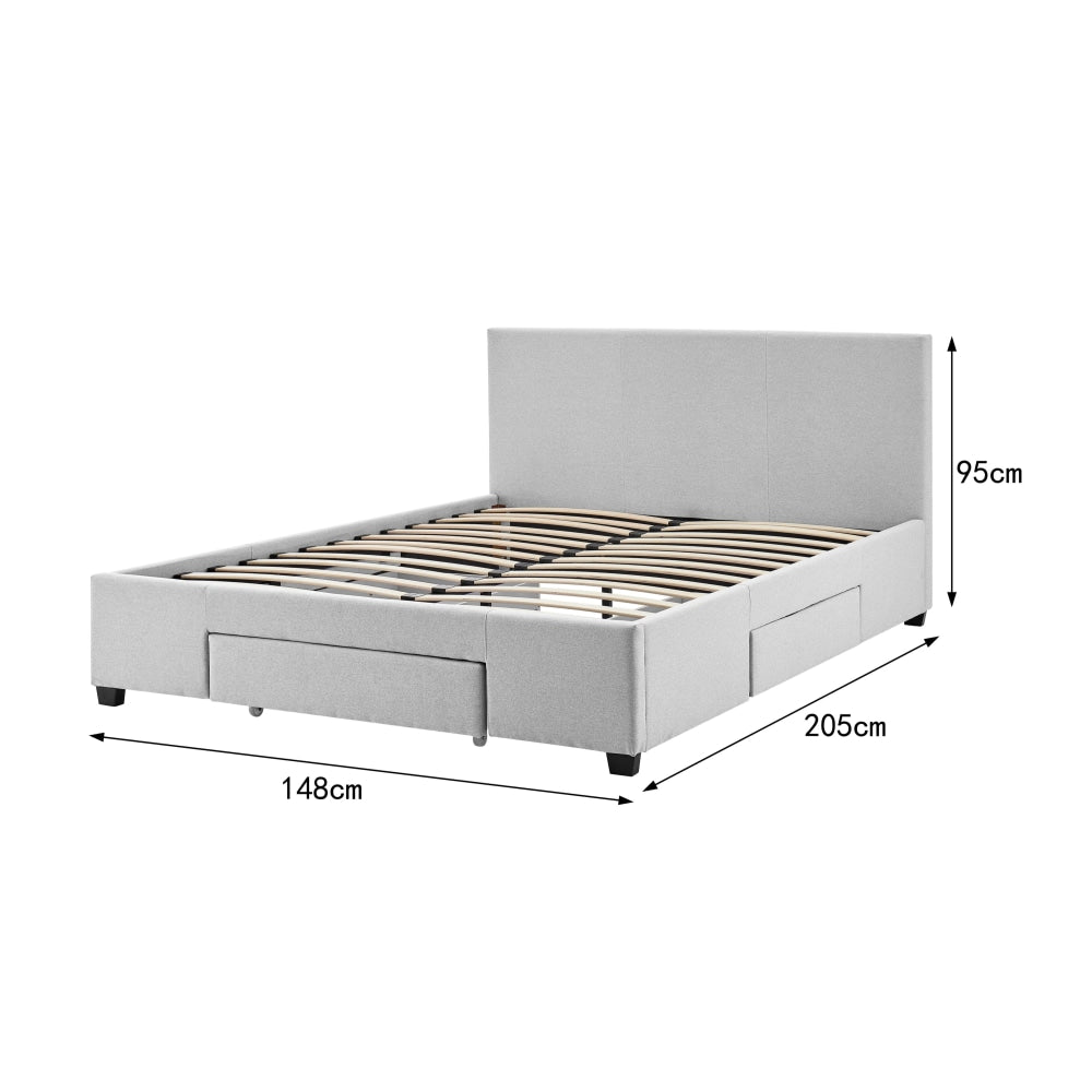 Venice Collection 3 Drawer Bed Frame - Pewter Grey Double Fast shipping On sale