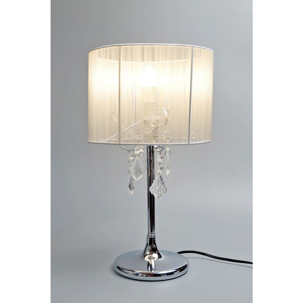Venice Crystal Droplets Table Desk Lamp Chrome Base - White String Shade Fast shipping On sale