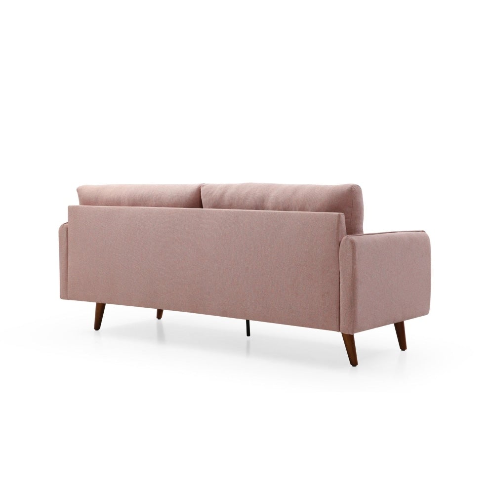Modern Designer 3 - Seater Tufed Fabric Sofa Lounge Couch Wooden Legs - Pink Fast shipping On sale