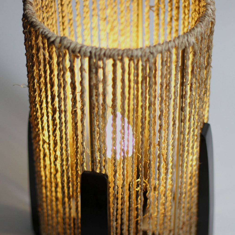 Venus Wood Rattan 5 - Pillar Design Table Lamp Light Black Natural Fast shipping On sale