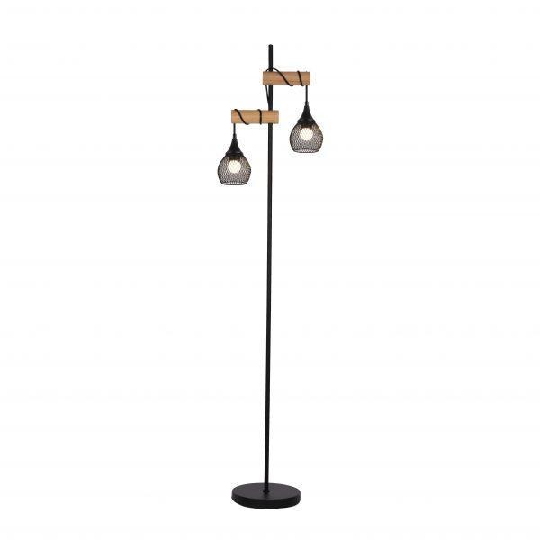 Vienna Slim Standing Floor Lamp Metal Base Dual Twin Lights - Black Fast shipping On sale