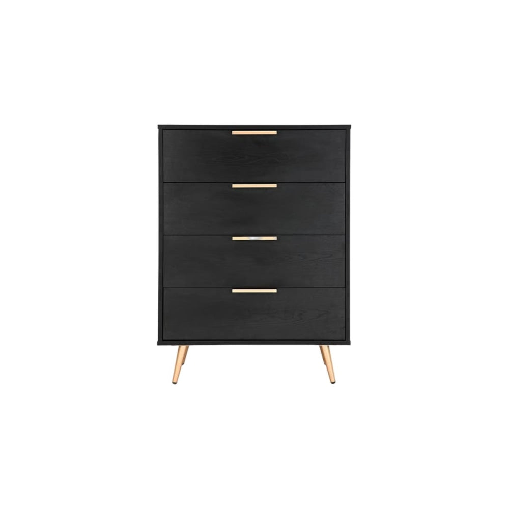 Vienna Wooden Chest of 4-Drawers Tallboy Storage Cabinet - Black/Gold Of Drawers Fast shipping On sale