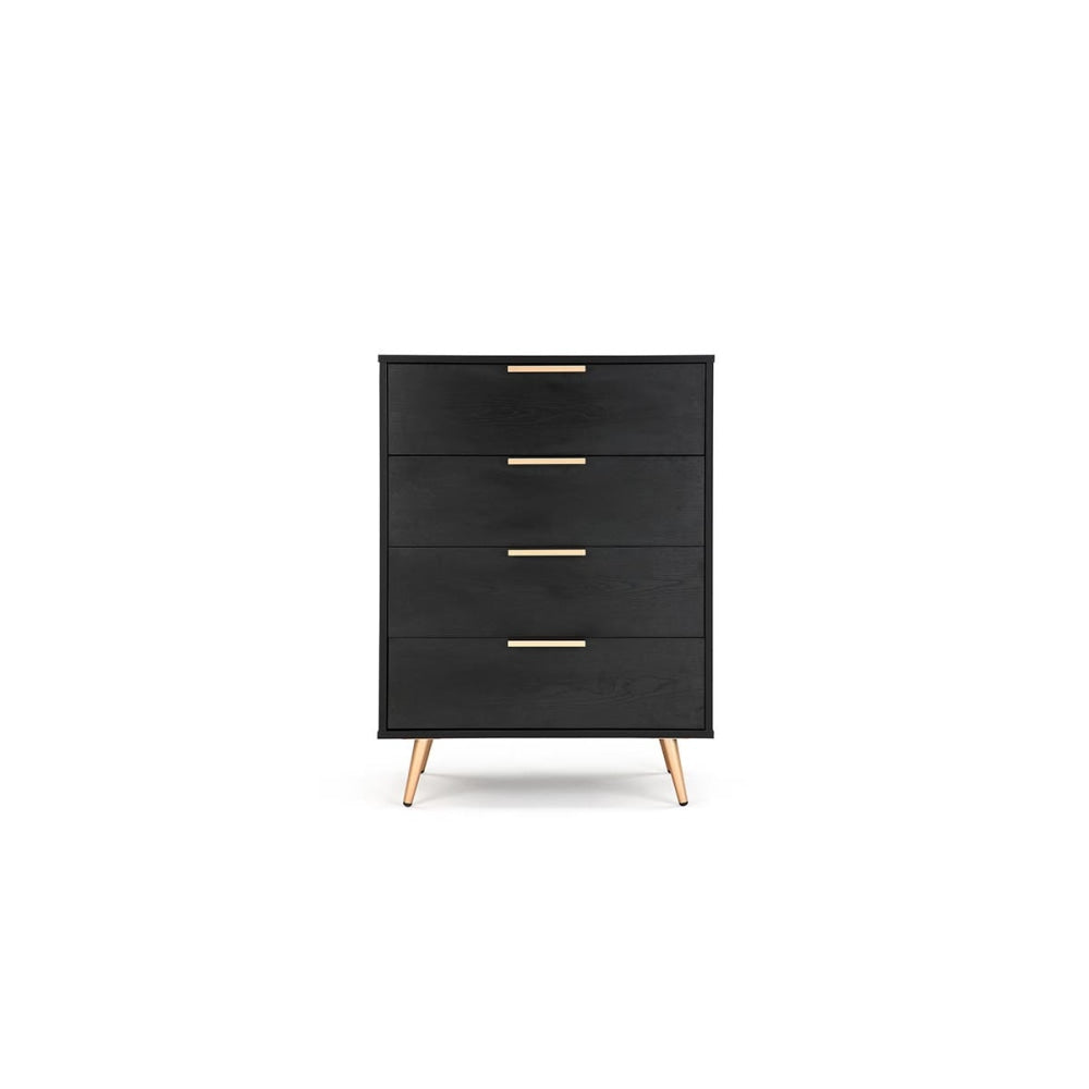 Vienna Wooden Chest of 4-Drawers Tallboy Storage Cabinet - Black/Gold Of Drawers Fast shipping On sale