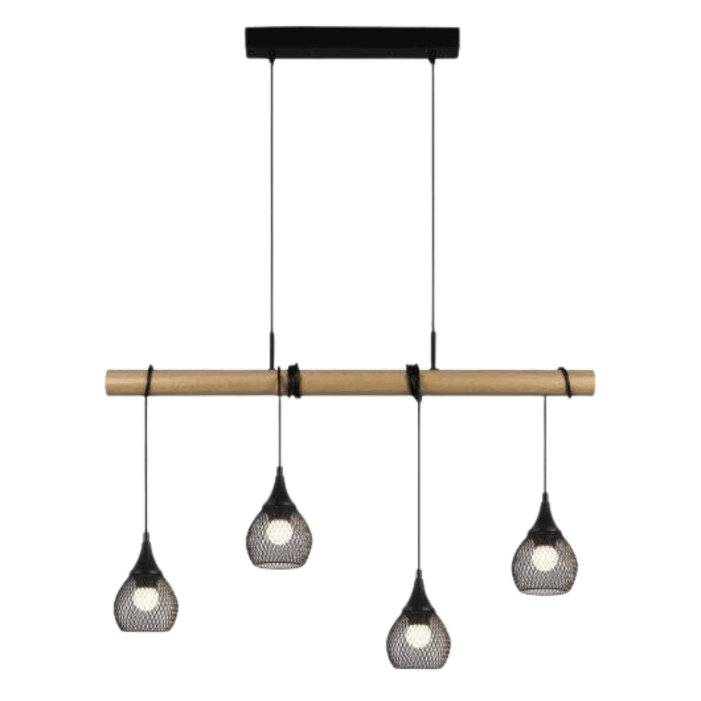 Vienna Wooden Hanging Pendant Lamp Four Lights - Black Fast shipping On sale