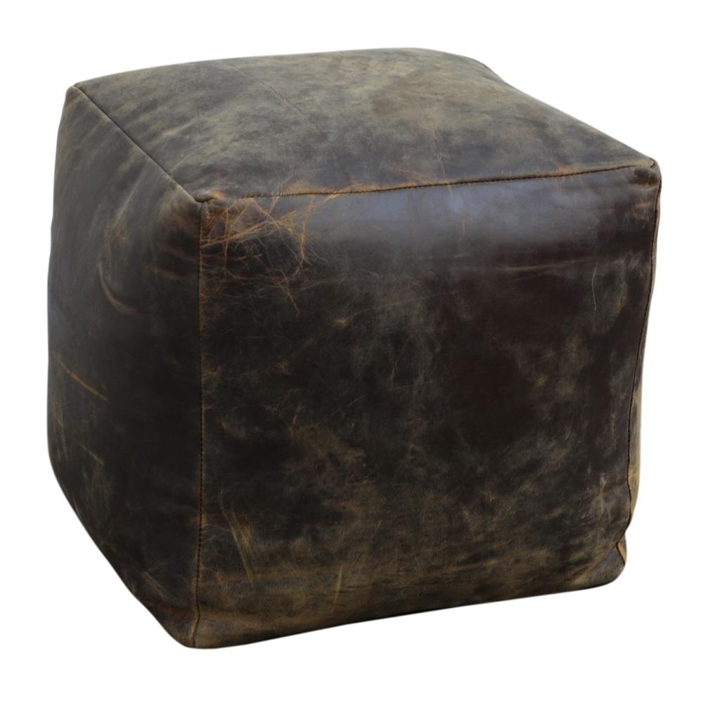 Vincent Vintage Rustic Leather Square Foot Stool Ottoman Fast shipping On sale