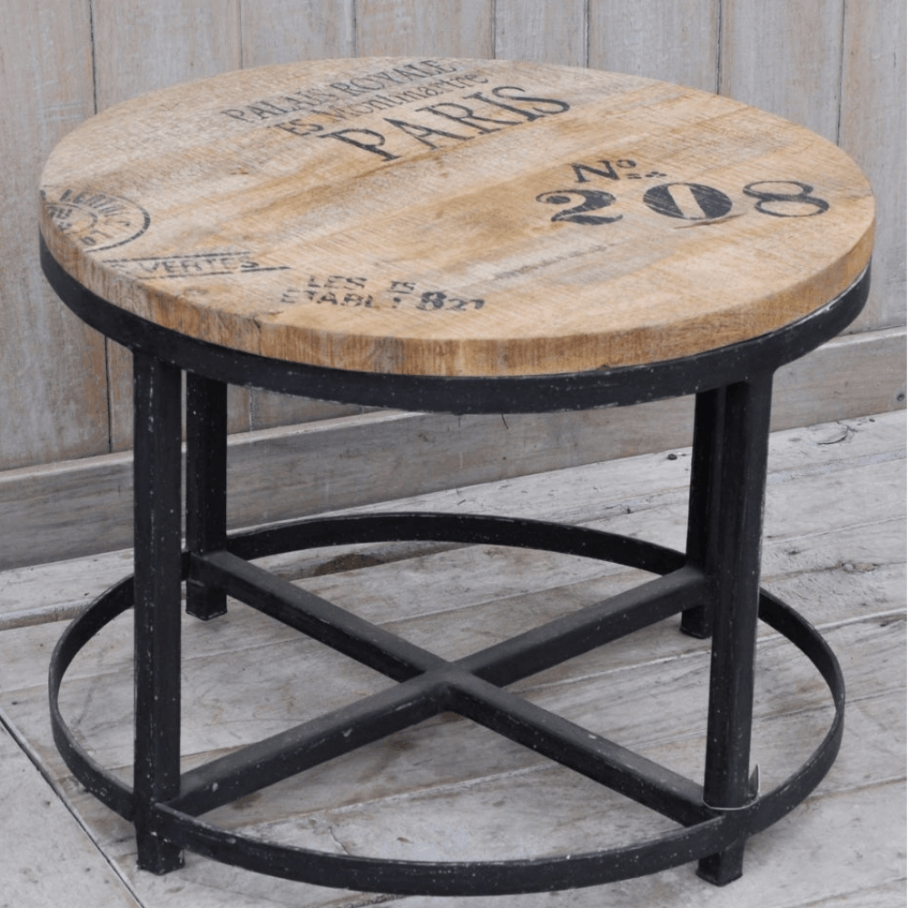 Vintage Rustic Round Hardwood Coffee Table Fast shipping On sale