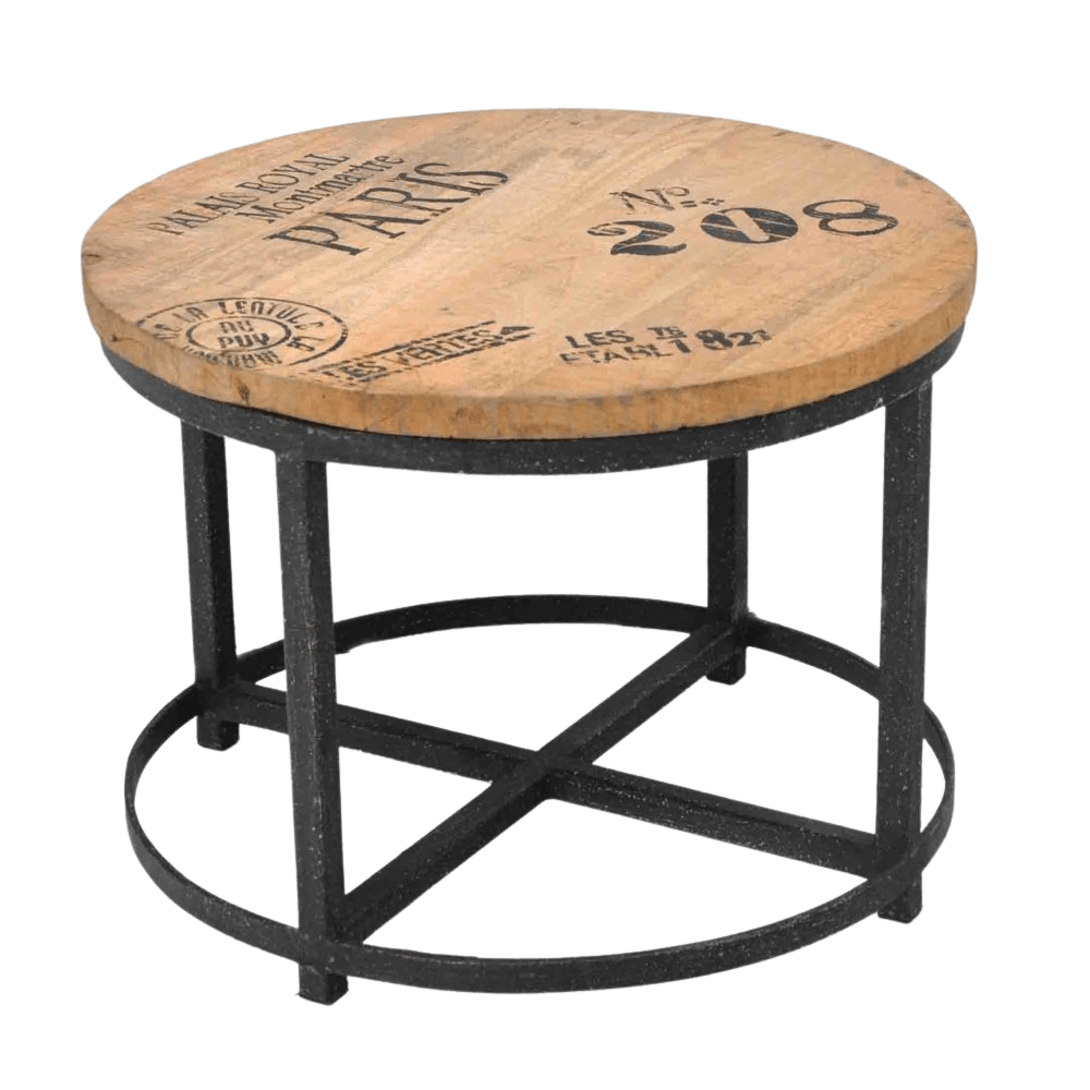 Vintage Rustic Round Hardwood Coffee Table Fast shipping On sale