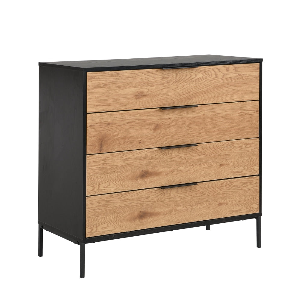 Vita Chest Of 4-Drawers Tallboy Storage Cabinet - Black/Oak Drawers Fast shipping On sale