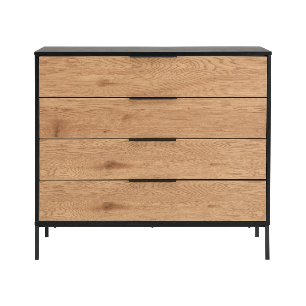 Vita Chest Of 4-Drawers Tallboy Storage Cabinet - Black/Oak Drawers Fast shipping On sale