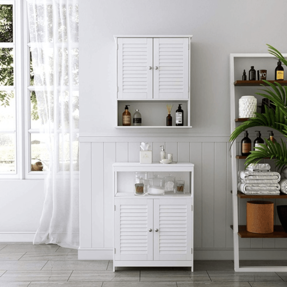 Wall Cabinet with 2 Doors and Cupboard White Bathroom bathroom Fast shipping On sale
