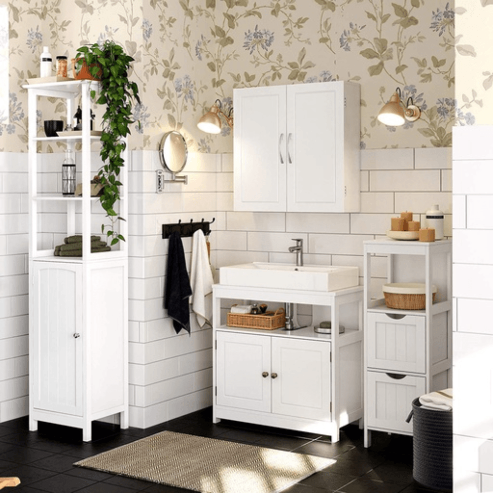 Vasagle Wall Cabinet with 2 Doors White Bathroom bathroom Fast shipping On sale