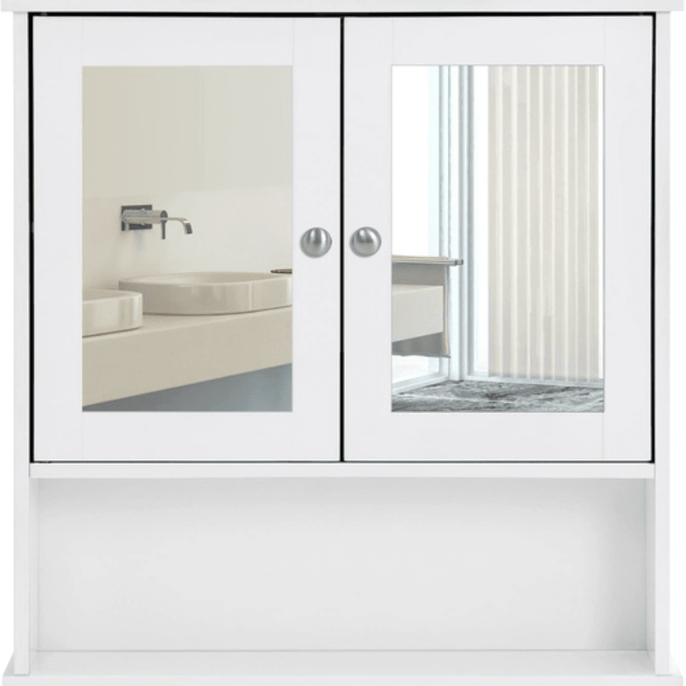 Wall Cabinet with 2 Mirror Doors White Bathroom Fast shipping On sale
