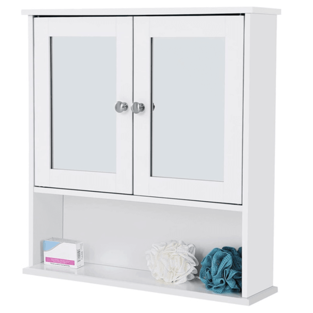 Wall Cabinet with 2 Mirror Doors White Bathroom Fast shipping On sale