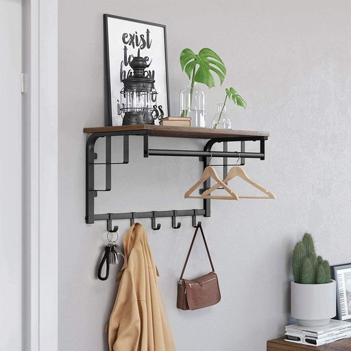 Vasagle Wall-Mounted Coat Rack with 5 Hooks Rustic Brown Fast shipping On sale