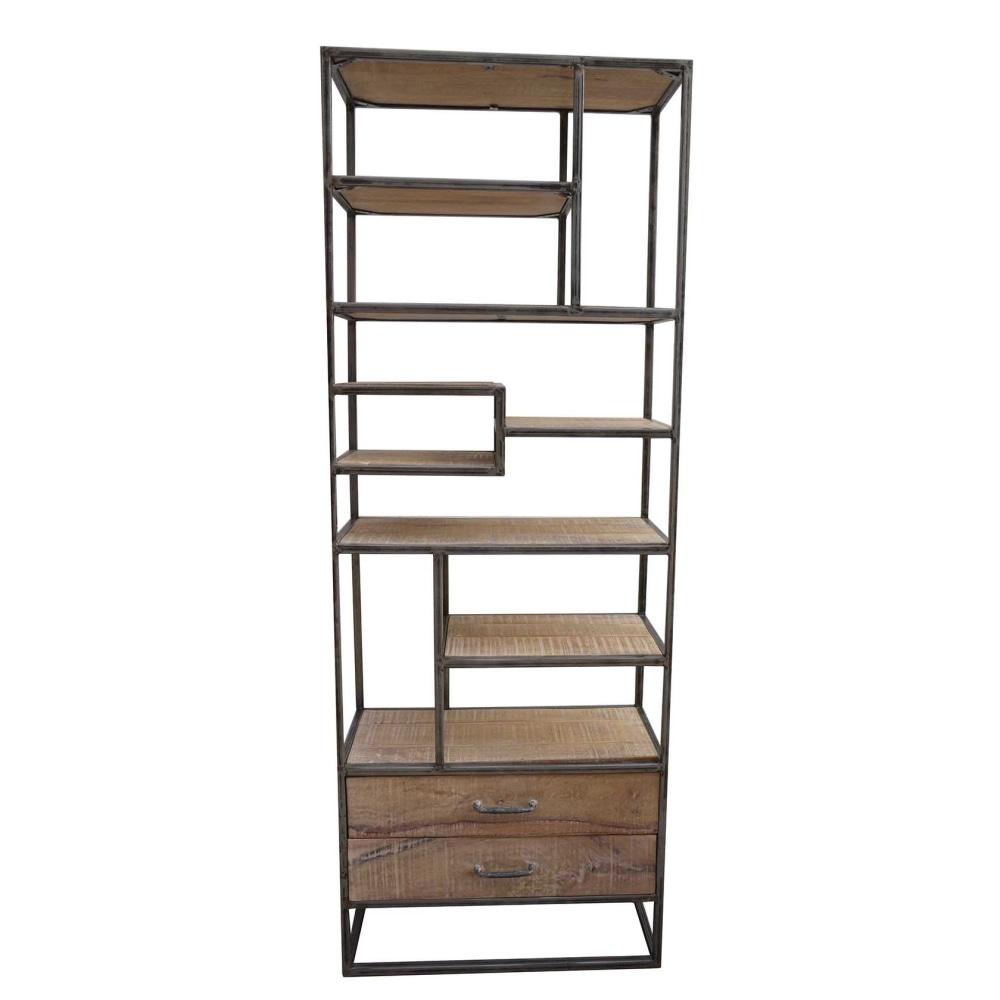 Warren Industrial Slim Iron Bookcase Display Cabinet W/ 2 - Drawers Fast shipping On sale